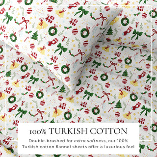 Turkish Cotton Christmas-Theme Flannel Sheet Set