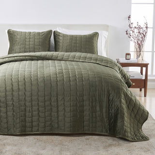 Luxury Velvet Stitched Quilt Set