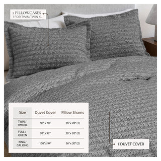 100% Cotton Honeycomb Waffle 3-Piece Duvet Cover Set