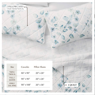 Watercolor Floral Quilt Set with Shams