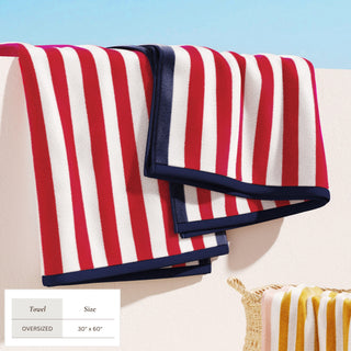 100% Cotton Stripe Border Oversized Beach Towel