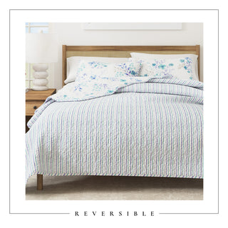Reversible Floral Quilt Set With Shams