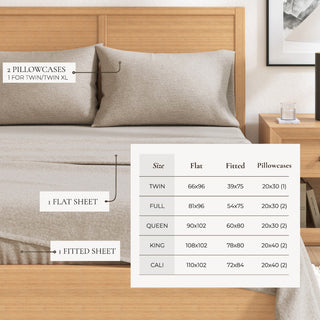 Cotton Blend Heathered Solid Flannel Sheet Set