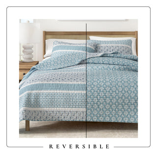 Reversible Striped Quilt Set with Shams