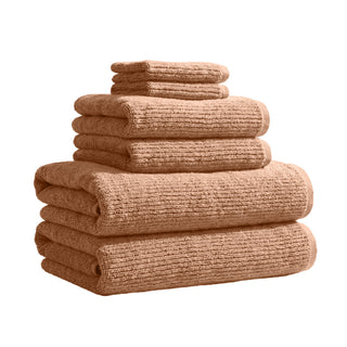 Turkish Cotton Ribbed 6-Piece Bath Towel Set