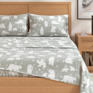 Premium Turkish Cotton Lodge Printed Flannel Sheet Set