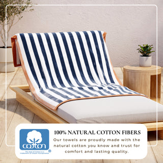 100% Cotton Stripe Border Oversized Beach Towel