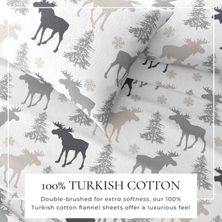 Premium Turkish Cotton Lodge Printed Flannel Sheet Set