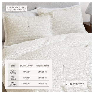 100% Cotton Honeycomb Waffle 3-Piece Duvet Cover Set