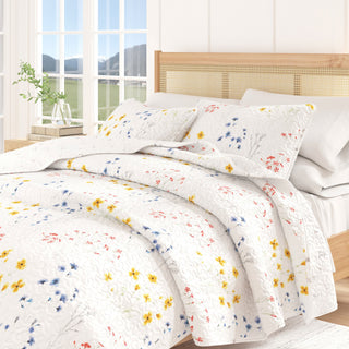 Colorful Floral Quilt Set with Shams