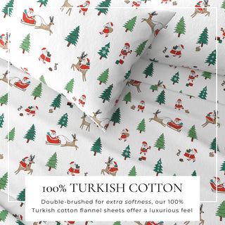 Turkish Cotton Christmas-Theme Flannel Sheet Set