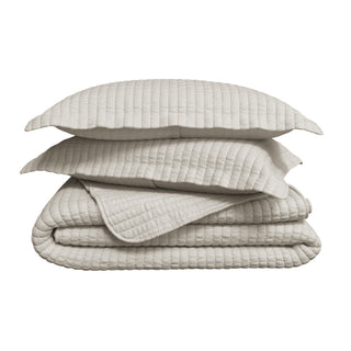 Detailed Channel Stitch Microfiber All-Season Quilt Set With Shams