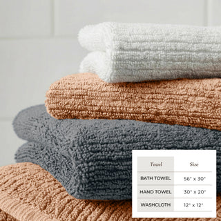 Turkish Cotton Ribbed 6-Piece Bath Towel Set