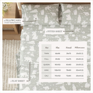 Premium Turkish Cotton Lodge Printed Flannel Sheet Set