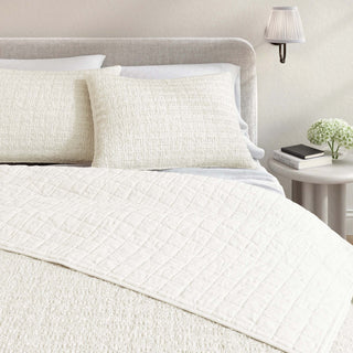 100% Cotton Garment Washed Honeycomb Waffle Quilt and Sham Set