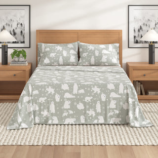 Premium Turkish Cotton Lodge Printed Flannel Sheet Set