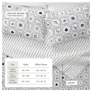 Coastal Seashell Tile Quilt Set with Shams