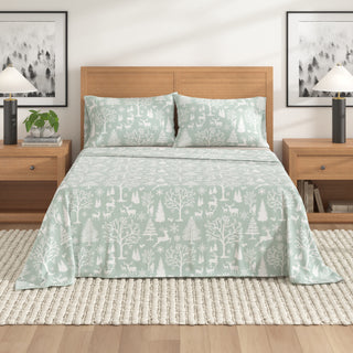 Premium Turkish Cotton Nature Printed Flannel Sheet Set