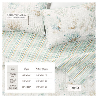 Reversible Coastal Cotton Quilt Set (2- or 3-Piece)
