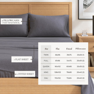 Cotton Blend Heathered Solid Flannel Sheet Set