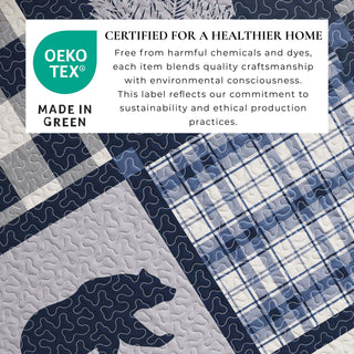 Nature & Plaid Patchwork Microfiber Reversible Quilt Set With Shams