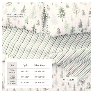 Rustic Lodge Trees Microfiber Reversible Quilt Set With Shams