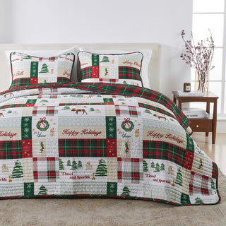 Cheerful Colorful Christmas Quilt Set