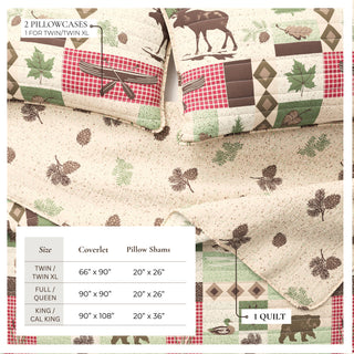 Wildlife Patchwork Reversible Quilt Set With Shams