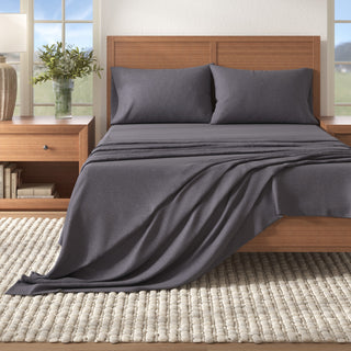 Cotton Blend Heathered Solid Flannel Sheet Set