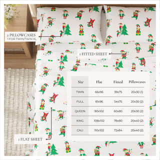 Turkish Cotton Christmas-Theme Flannel Sheet Set