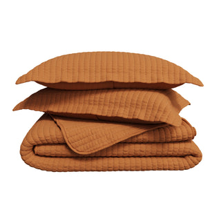 Detailed Channel Stitch Microfiber All-Season Quilt Set With Shams