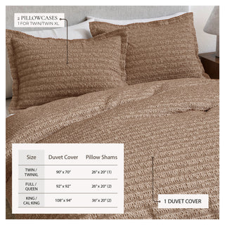 100% Cotton Honeycomb Waffle 3-Piece Duvet Cover Set
