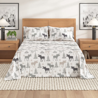 Premium Turkish Cotton Lodge Printed Flannel Sheet Set