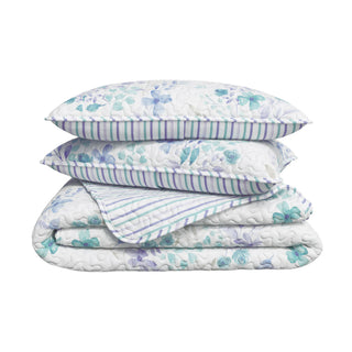 Reversible Floral Quilt Set With Shams