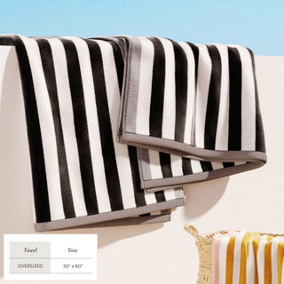 100% Cotton Stripe Border Oversized Beach Towel