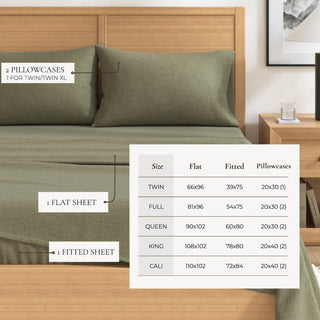 Cotton Blend Heathered Solid Flannel Sheet Set