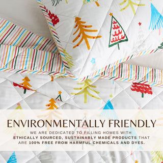 Cheerful Colorful Christmas Quilt Set