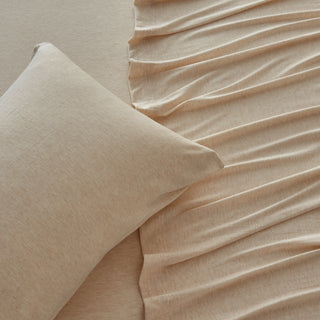 Ultra-Soft Cotton Heathered Melange Jersey Knit Sheet Set
