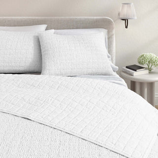 100% Cotton Garment Washed Honeycomb Waffle Quilt and Sham Set