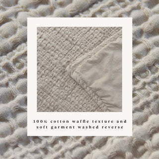 100% Cotton Garment Washed Honeycomb Waffle Quilt and Sham Set
