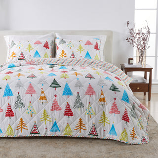 Cheerful Colorful Christmas Quilt Set