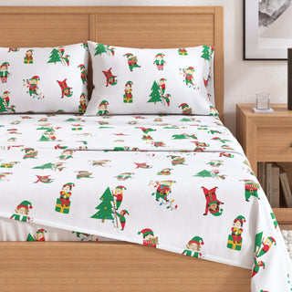 Turkish Cotton Christmas-Theme Flannel Sheet Set