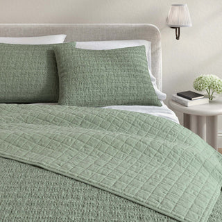 100% Cotton Garment Washed Honeycomb Waffle Quilt and Sham Set