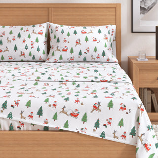 Turkish Cotton Christmas-Theme Flannel Sheet Set