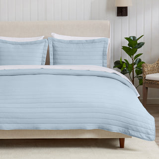 3-Piece Solid Striped Quilt - Virginia Collection