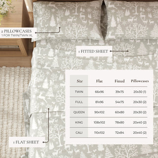 Premium Turkish Cotton Nature Printed Flannel Sheet Set