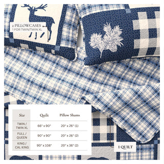 Nature & Plaid Patchwork Microfiber Reversible Quilt Set With Shams