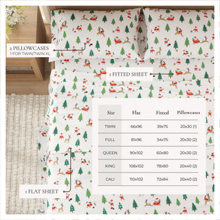 Turkish Cotton Christmas-Theme Flannel Sheet Set