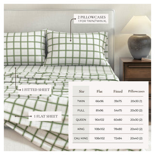 100% Turkish Cotton Plaid Flannel Sheet Sets