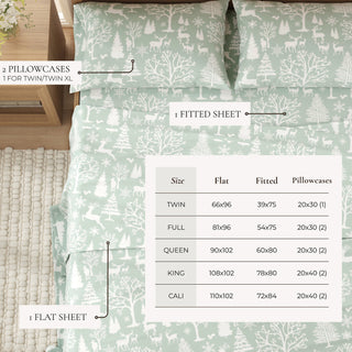 Premium Turkish Cotton Nature Printed Flannel Sheet Set